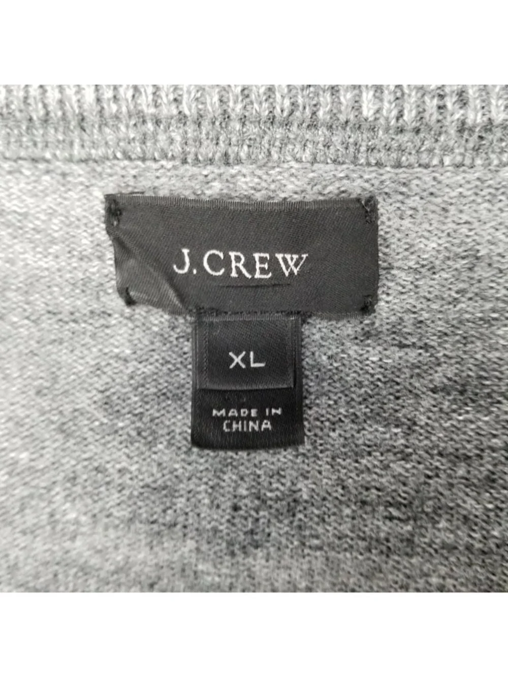 J. Crew Sweater Mens XL Black Label Gray 100% Cotton Crew Neck Pullover